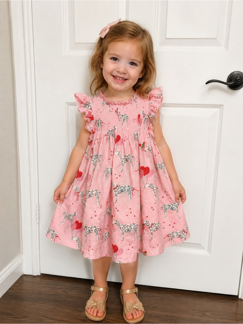 Pink Chicken I Heart Dalmatians Print Stevie Dress 5Y Coquette Playful Girly